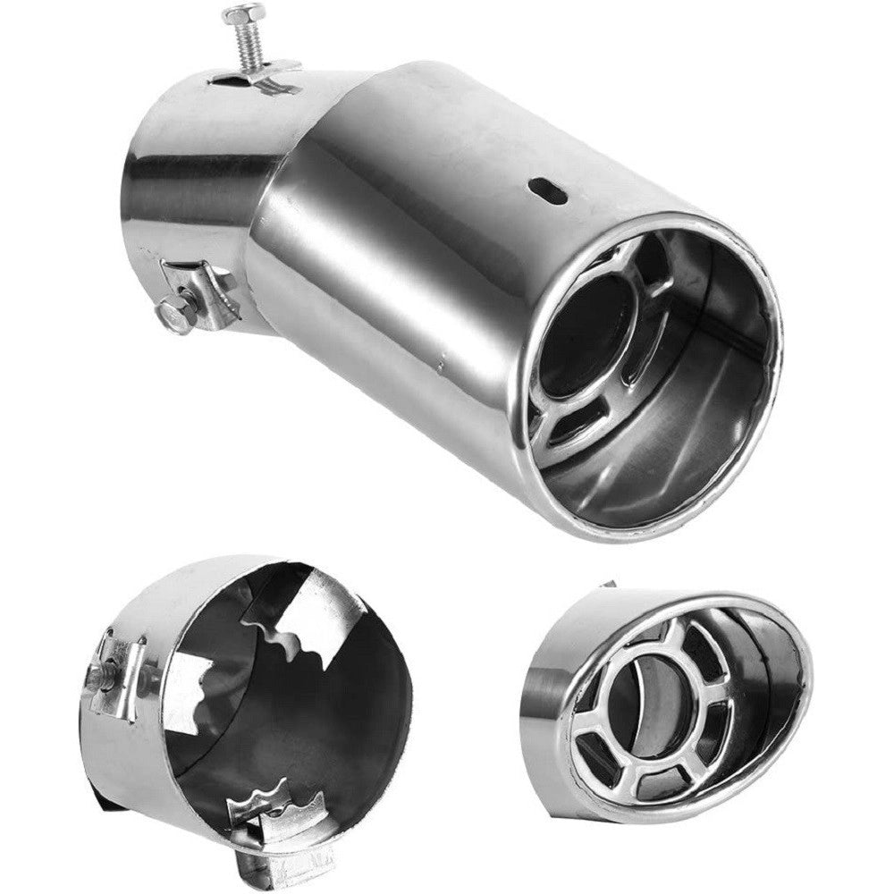 Trade Shop - Terminale Di Scarico Marmitta Universale Posteriore 62mm In Acciaio Silenziatore -