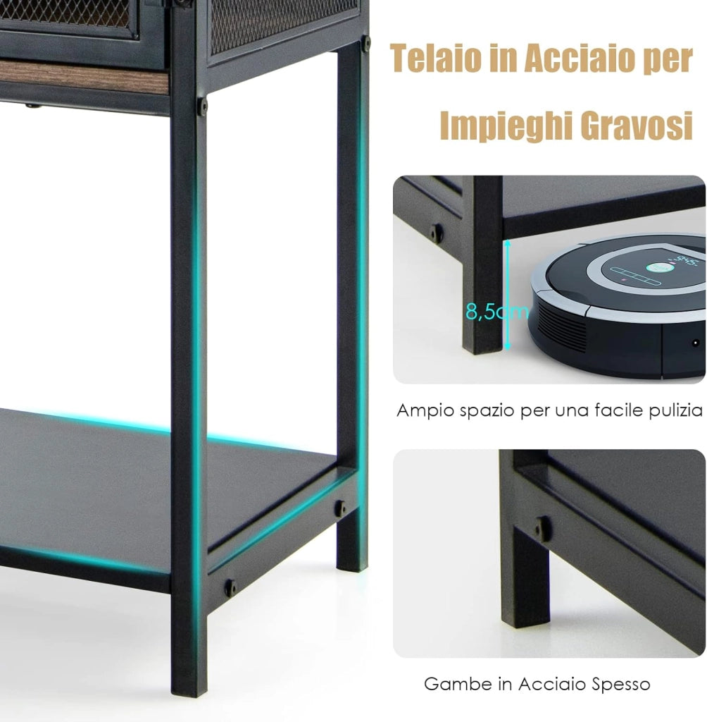 COSTWAY Credenza Moderna con Tanto Spazio, Credenza Cucina con 2 Armadietti di Metallo, 2 Cassetti Estraibili e Ripiano Inferiore, 26,5 x 29 x 15 cm