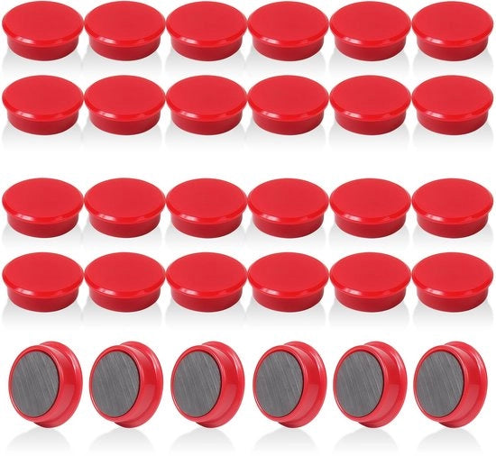 30 pacchi di magneti forti per lavagne e whiteboard - magneti rotondi per frigoriferi, decorativi mini magneti piccoli, magneti con forte aderenza per lavagne, pareti magnetiche, ufficio e scuola, magneti per lavagna (rosso)