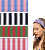 Benda per capelli con strisce per donne - set da 4 pezzi | Ampio e anti-slip | Bandane moda per allenamento, yoga e corsa | Accessori per capelli