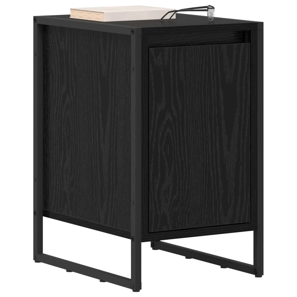 Comodino Rovere Nero 39,5 x 30 x 50 cm Legno multistrato