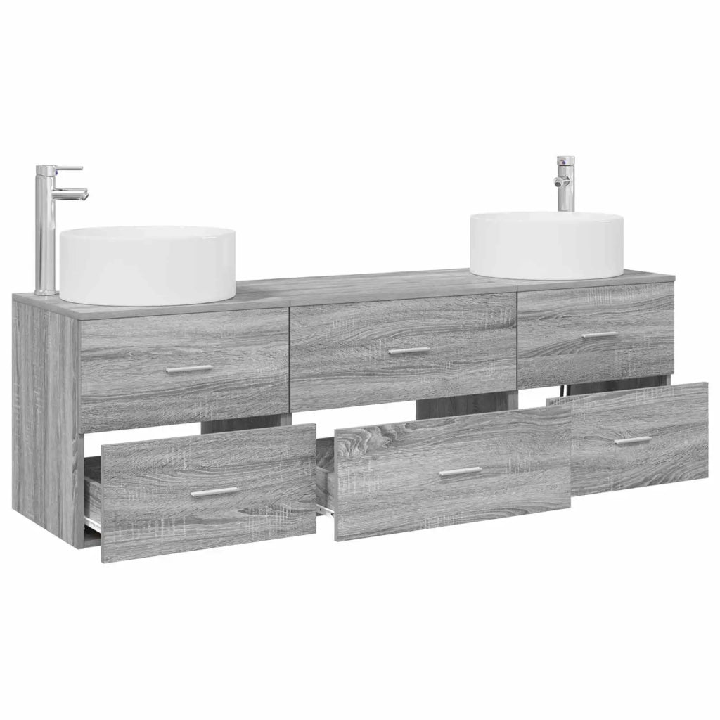 Set di mobili per il bagno 3 pz Sonoma grigio 3405944