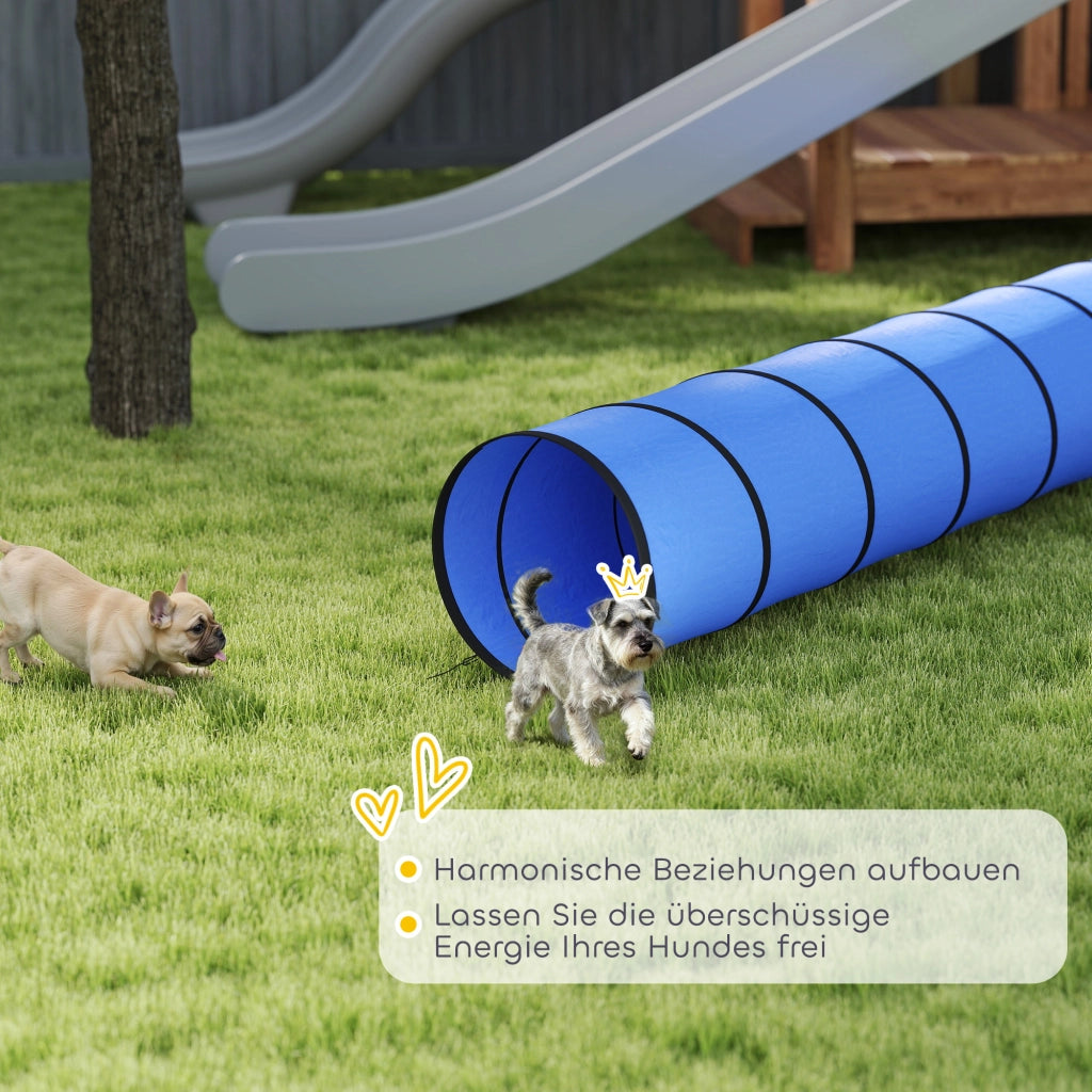 Tunnel per cani Agility 300x50 cm ¨C zephmum ¨C Blu con 4 picchetti e borsa