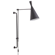 Lampada da parete moderna con paralume a cono in metallo  nero braccio regolabile e interruttore on/off soggiorno camera da letto