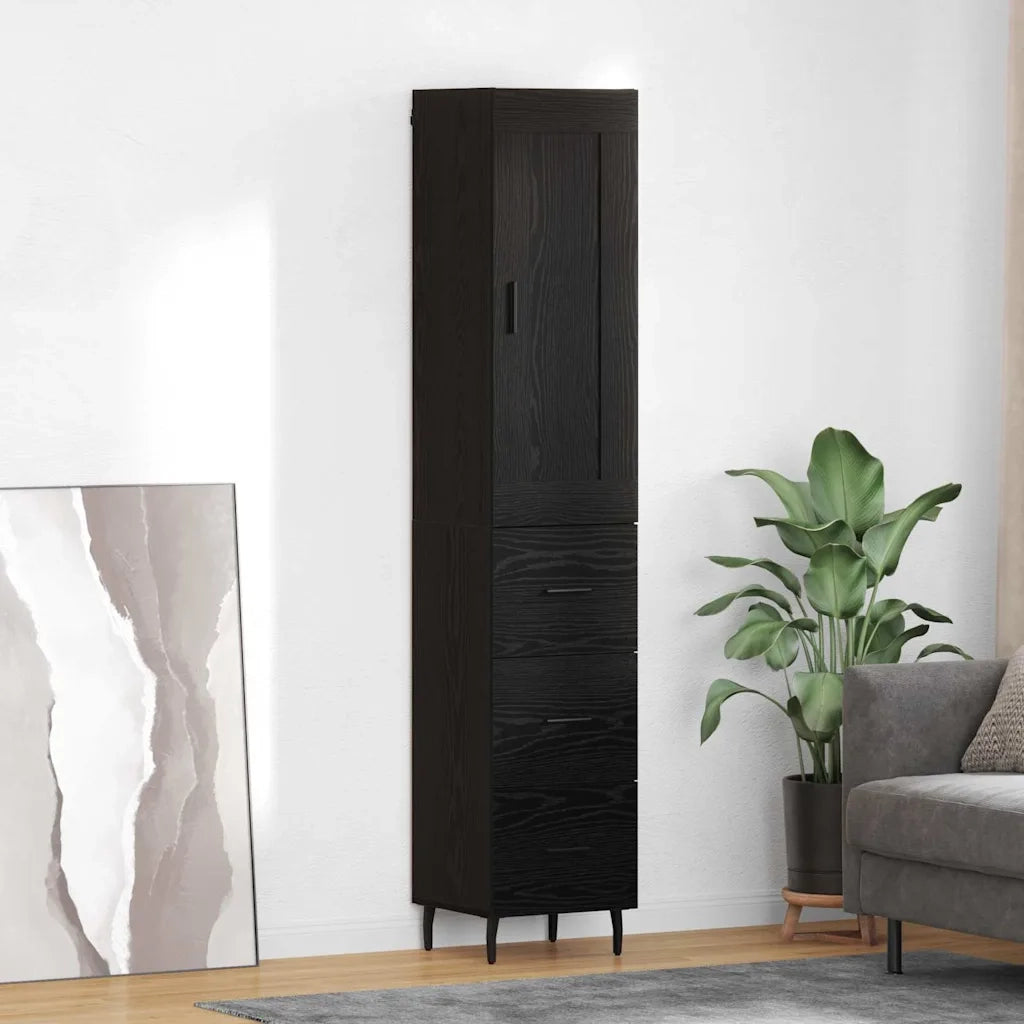 Credenza | Madia | Buffet da pranzo | Armadio da pranzo Rovere Nero 34,5 x 34 x 180 cm Legno multistrato