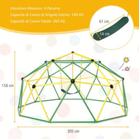 Cupola di Arrampicata con Altalena, Struttura per Arrampicata per Interno ed Esterno con Portata di 363 kg, Parco Giochi per Bambini da 3 a 10 Anni (Verde)