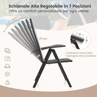 Sedia da Giardino Pieghevole, Sedia Pieghevole in Tessuto Texlilene, Sedie Reclinabili con Schienale Regolabile a 7 Livelli, Nessun Montaggio, Portata 180 kg (Nero,2)