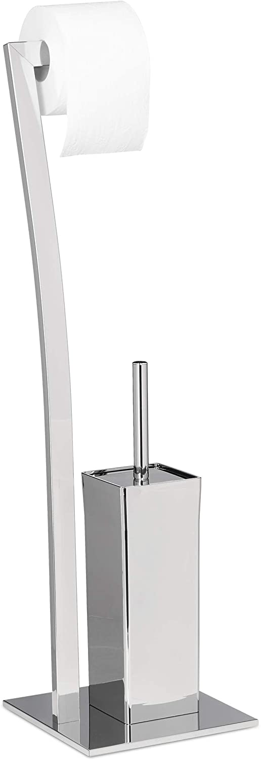 Porta carta igienica con porta scopino 71 cm argento 13_0002546