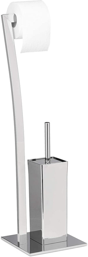 Porta carta igienica con porta scopino 71 cm argento 13_0002546