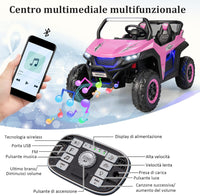 12V Auto Elettrico per Bambini, Macchina Fuoristrada a 2 Posti, Macchina Elettrica con Luci Suoni, Regalo per Bambini 3-8 Anni, 118x74x71 cm (Rosa)