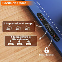 Vassoio Riscaldante Elettrico, Tappetino Riscaldante in Silicone Portatile, con Temperatura Regolabile Timer e Blocco per Bambini, per Buffet, Feste e Cucina (60 x 44 cm,Blu)