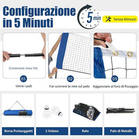 Rete da Badminton 310/420 cm Portatile e Regolabile in Altezza, Set di Rete da Badminton con 2 Volani, Tappi per Piedi, Morsetti e Borsa, per Pallavolo e Pickleball