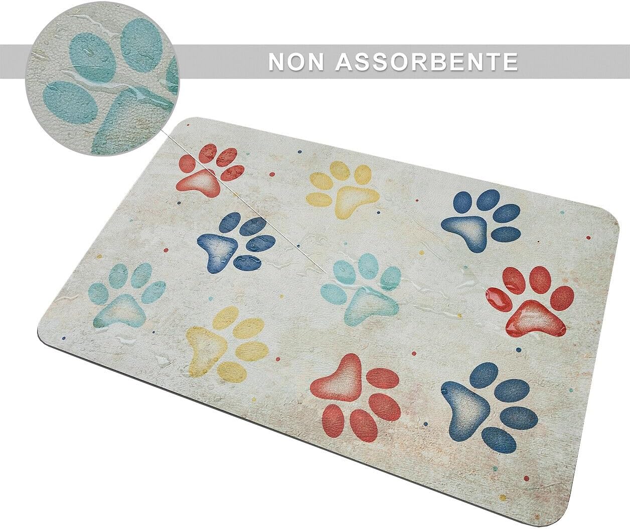 Tappeto Sottociotola Tovaglietta 38x60 cm Pvc Impermeabile Antisfilo Antiscivolo Cane Gatto Dis.A