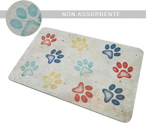 Tappeto Sottociotola Tovaglietta 38x60 cm Pvc Impermeabile Antisfilo Antiscivolo Cane Gatto Dis.A