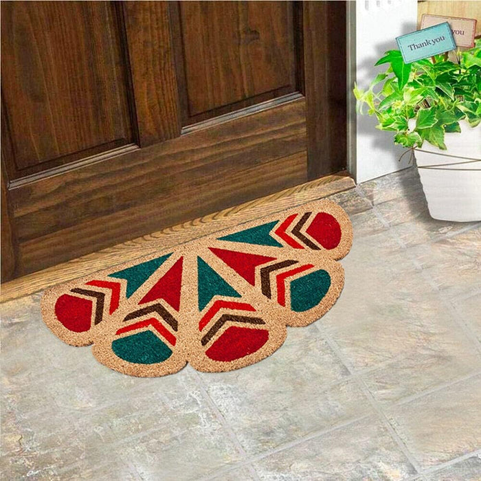 Zerbino Cocco Foglia Semiluna 40x80 cm Retro Antiscivolo RaschiaFango Ingresso Dis.A