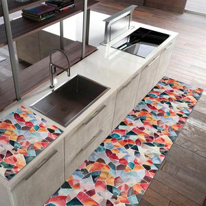 Tappeto Cucina Gomma Pvc 51x120 cm Antimacchia Passatoia Antiscivolo Antisfilo Lavabile Dis_B