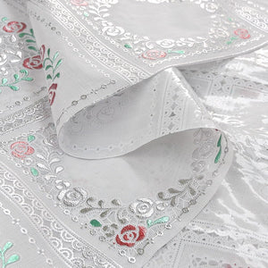 Tovaglia Plastificata 137x50 cm Ricamata Pizzo 3D Copritavolo Antimacchia Idrorepellente Dis.D