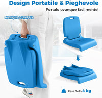 Sedia da Piscina Esterno, Sedia Pieghevole con Maniglia e Supporto, Foro di Drenaggio, Struttura in PE, Design Leggero per Spiagga, Campeggio, Pesca, Portata 100 kg (Blu)