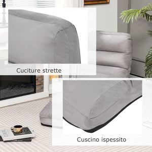 Sedia Pieghevole da Pavimento Portatile, Divano Imbottito, Regolabile in 5 Posizioni, Supporto per la Schiena, Ideale per Rilassarsi Leggere (Grigio)