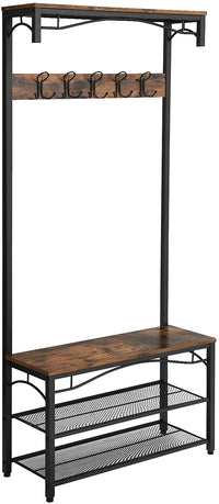 Mobile ingresso appendiabiti con panca scarpiera e ganci industriali 12_0000892