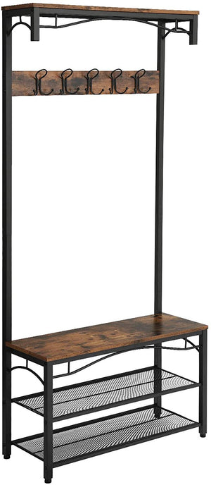 Mobile ingresso appendiabiti con panca scarpiera e ganci industriali 12_0000892