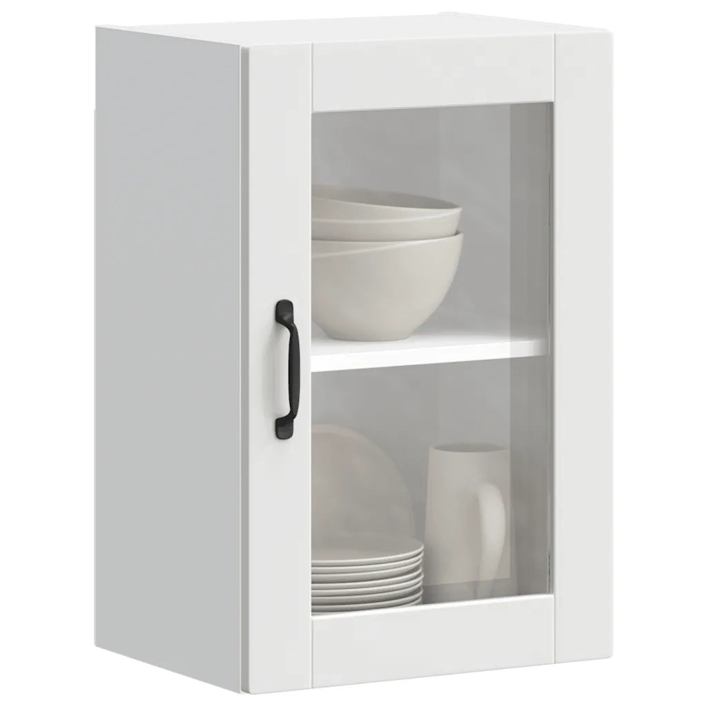 vidaXL Pensile da Cucina con Porta in Vetro Porto Bianco