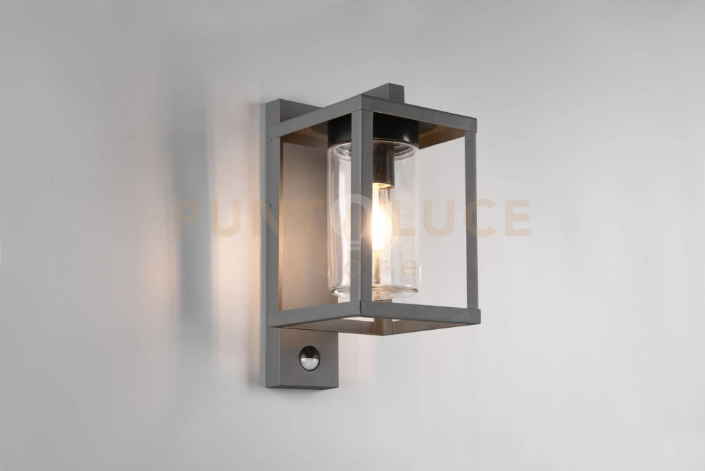 LUNGA APPLIQUE DA ESTERNO ANTRACITE CON SENSORE DI MOVIMENTO IP44 H. 33,5CM 1 LUCE ATTACCO E27