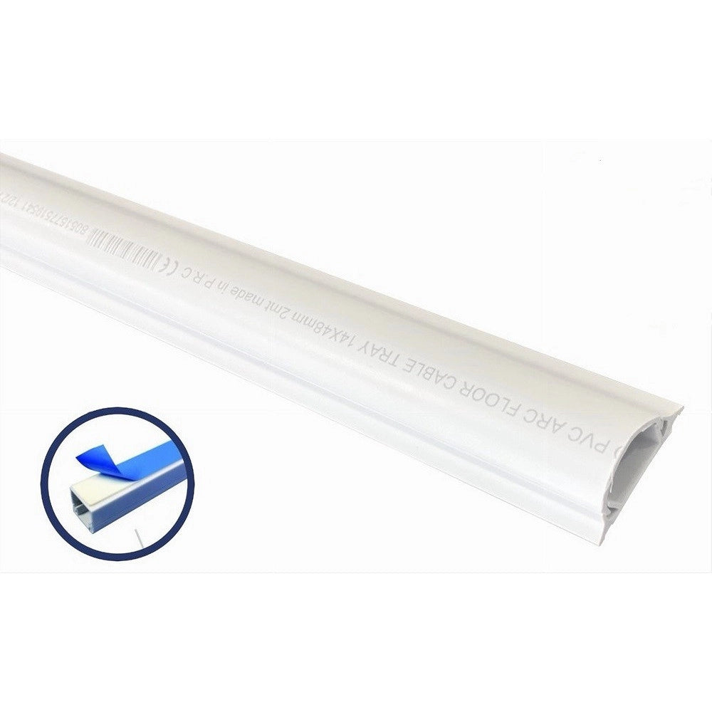 Trade Shop - 10 Pz Profili Canalina Passacavi Con Biadesivo In Pvc Colore Bianco 2 Mt 14x48mm -