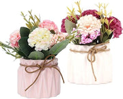 Fiori decorativi in ceramica con vaso - Hortensia in seta per casa e ufficio