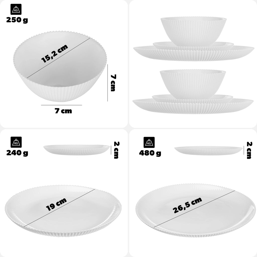 Set di stoviglie KADAX composto da 6 piatti, colore bianco.