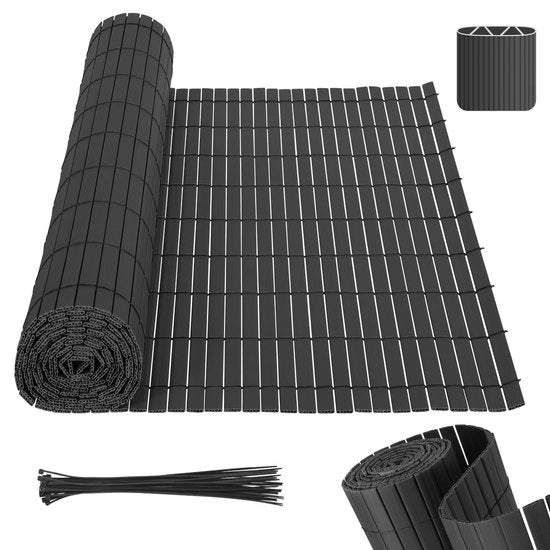 Schermo PVC per giardino 0,9x4m - protezione vista per balcone - per esterno giardino balcone - grigio 2 pezzi