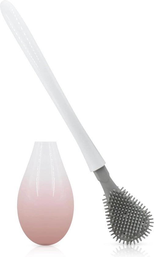Toiletborstello con setola lunga, set di borsette per toilette senza capo morto, borsette per toilette e set di houders (4 # rosse)