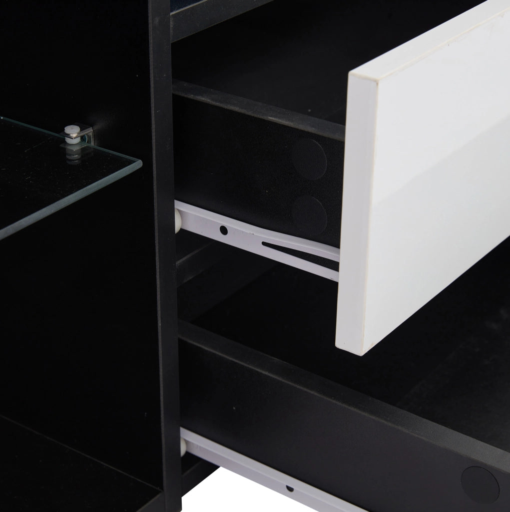 Mobile TV LED 180 cm bianco e nero con 2 cassetti e 2 vani