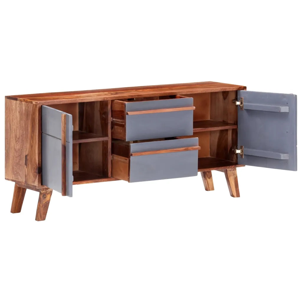 Credenza Grigia 120x30x55 cm in Legno Massello 286371