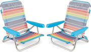 Set di 2 Sedie da Spiaggia, Sedia da Picnic Pieghevole con Braccioli, Schienale Regolabile a 5 Posizioni, Poltrona da in Alluminio Portatile per Pesca, Campeggio (64 cm x 63 cm x 74 cm)