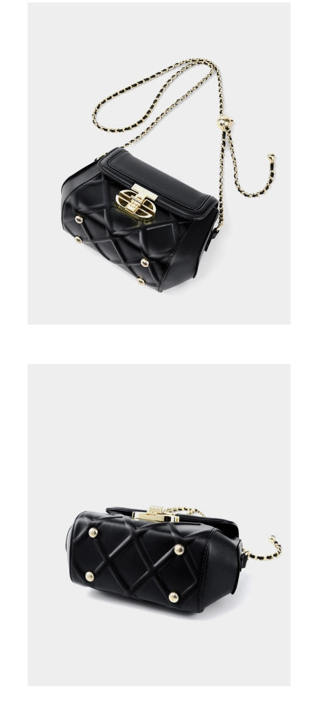 Borsa a tracolla da donna in vera pelle, modello tote, alla moda, modello hobo, nera.
