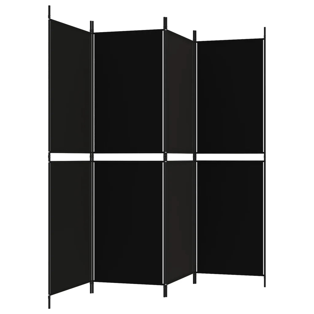 Divisorio a 4 Pannelli Nero 200x180 cm in Tessuto 350217