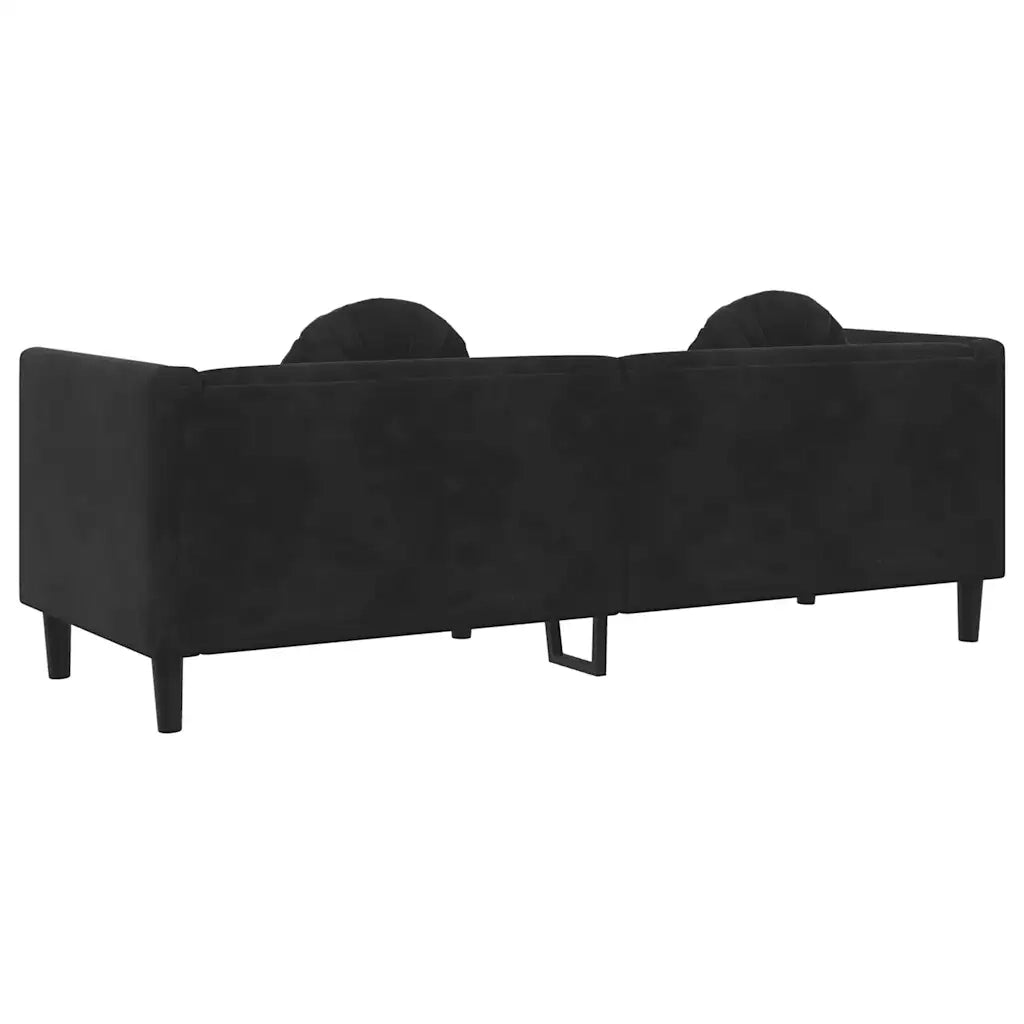 Divano a 3 Posti con Cuscini-Sofa 3 Posti con Cuscini Nero in Velluto