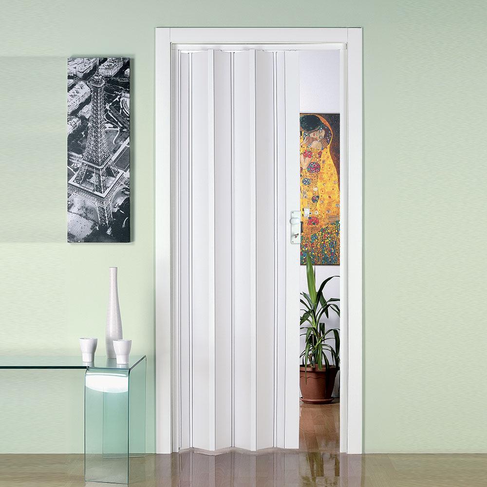 Porta a Soffietto da Interno 88,5x214 cm in PVC Florance Bianca Pastello