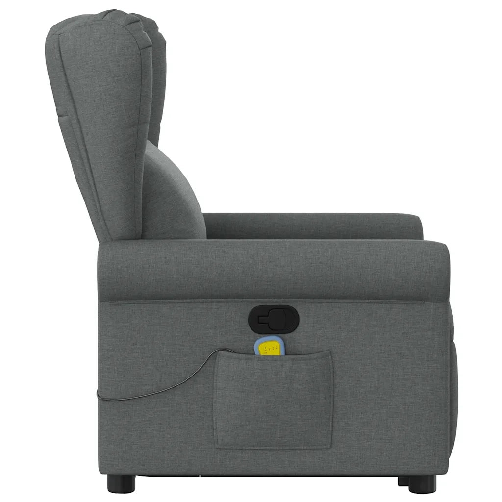 Poltrona | Sedia Relax Alzapersona Massaggi Reclinabile Grigio Scuro Tessuto
