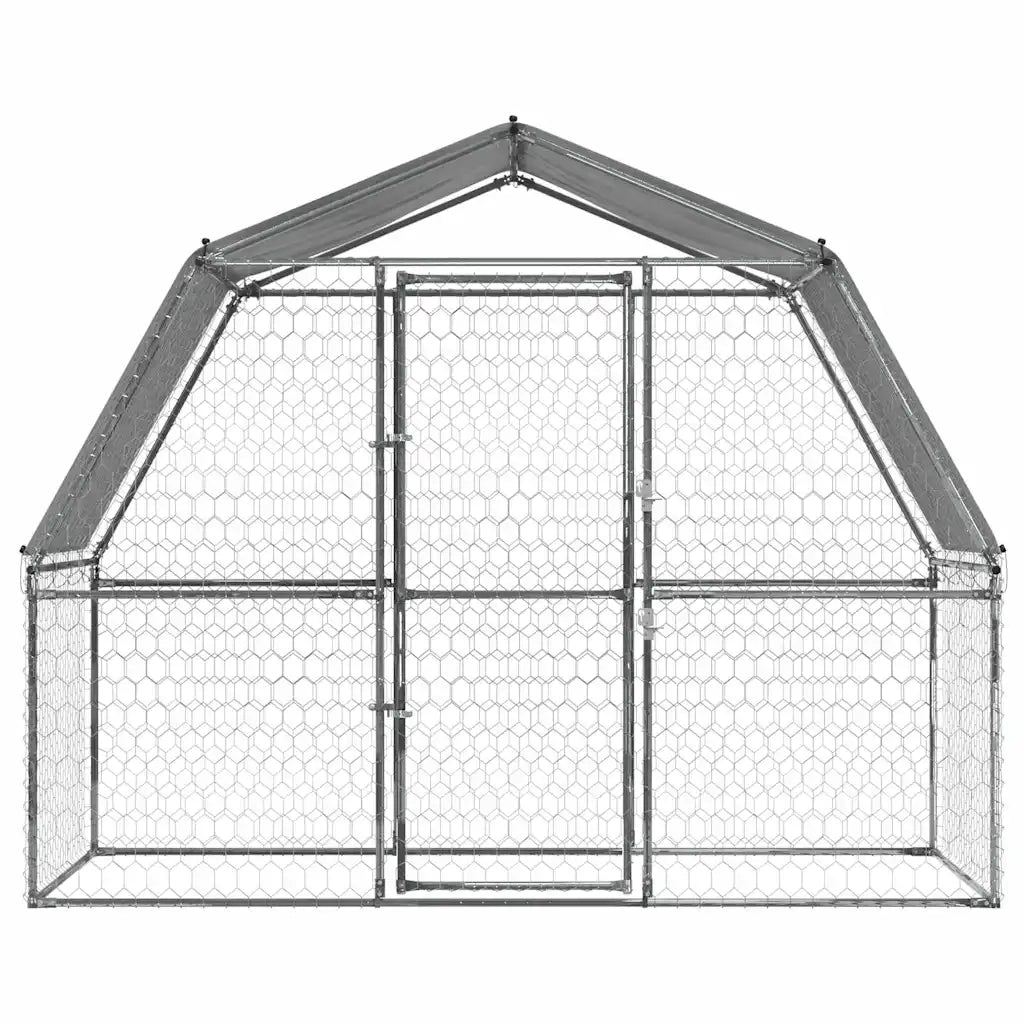 Box per Cani con Tetto e Anta Argento in Acciaio Zincato 3294908