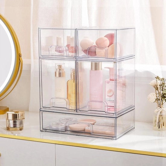4 contenitori opbaar con 32 mattoncini antiscivolo - organizzatore in acrilico per comodino e bagno.