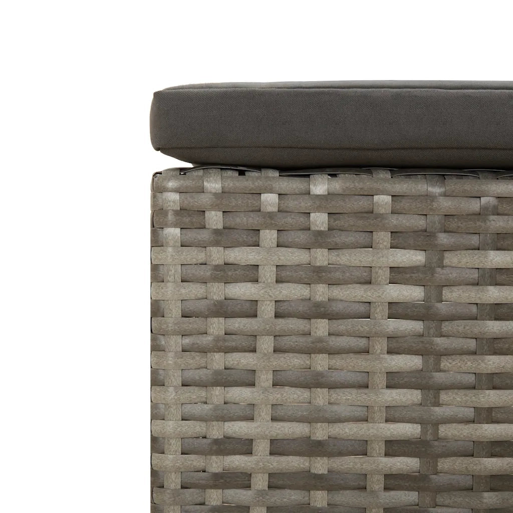 Poggiapiedi da giardino con cuscino grigio in polyrattan CFW2334129