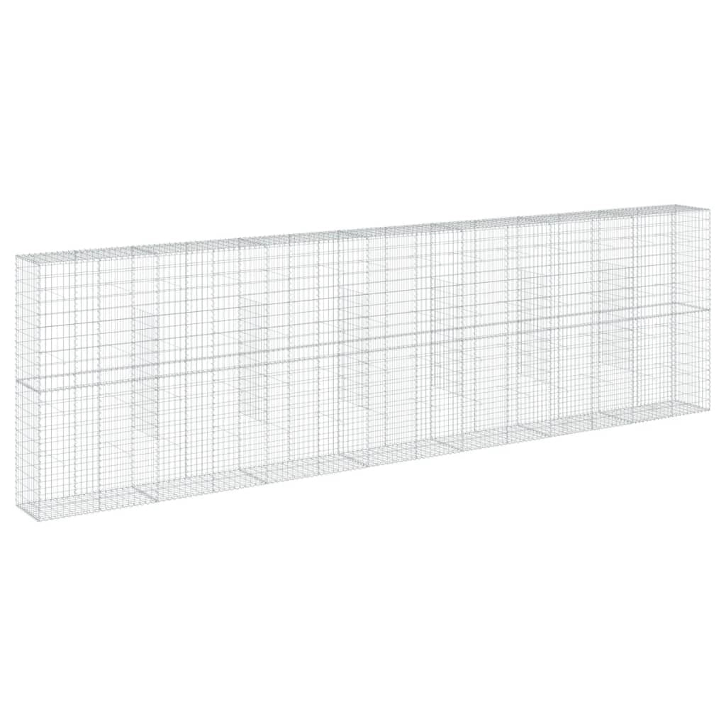 Gabbione recinto a gabbia muro di contenimento con coperchio 700 x 50 x 200 cm ferro zincato argento 02_0040195