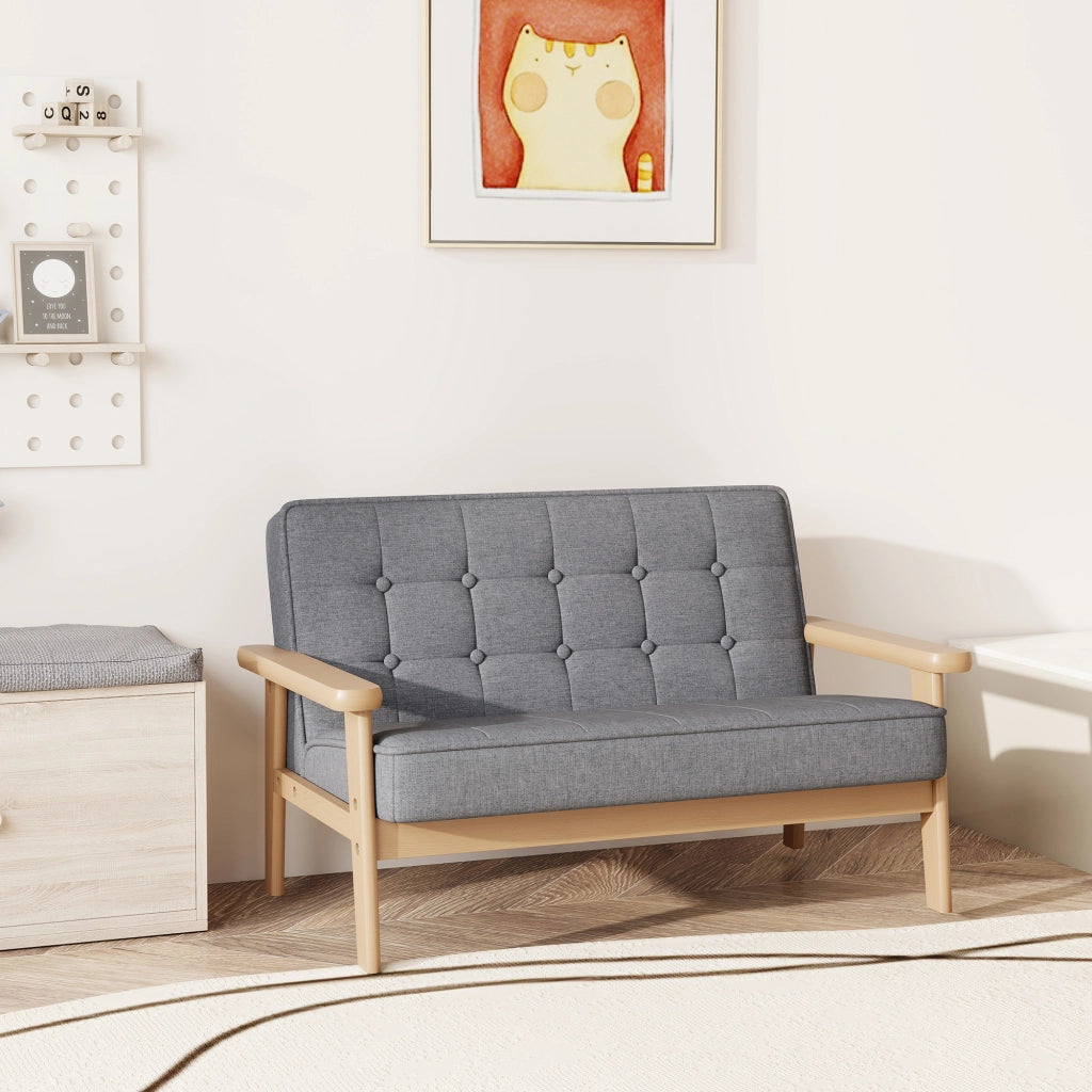 Divano 2 posti per bambini ¨C zephmum ¨C grigio, tessuto, struttura in legno