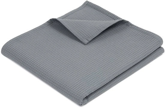 Copertina di piqué a righelli - respirante - 1 pezzo - grigio - 100% cotone - 150x200 cm