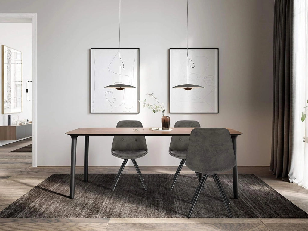Set di 4 Sedie da Pranzo Stile Retrò Seduta Imbottita con Schienale Senza Braccioli in Tessuto Antracite BH268an-4