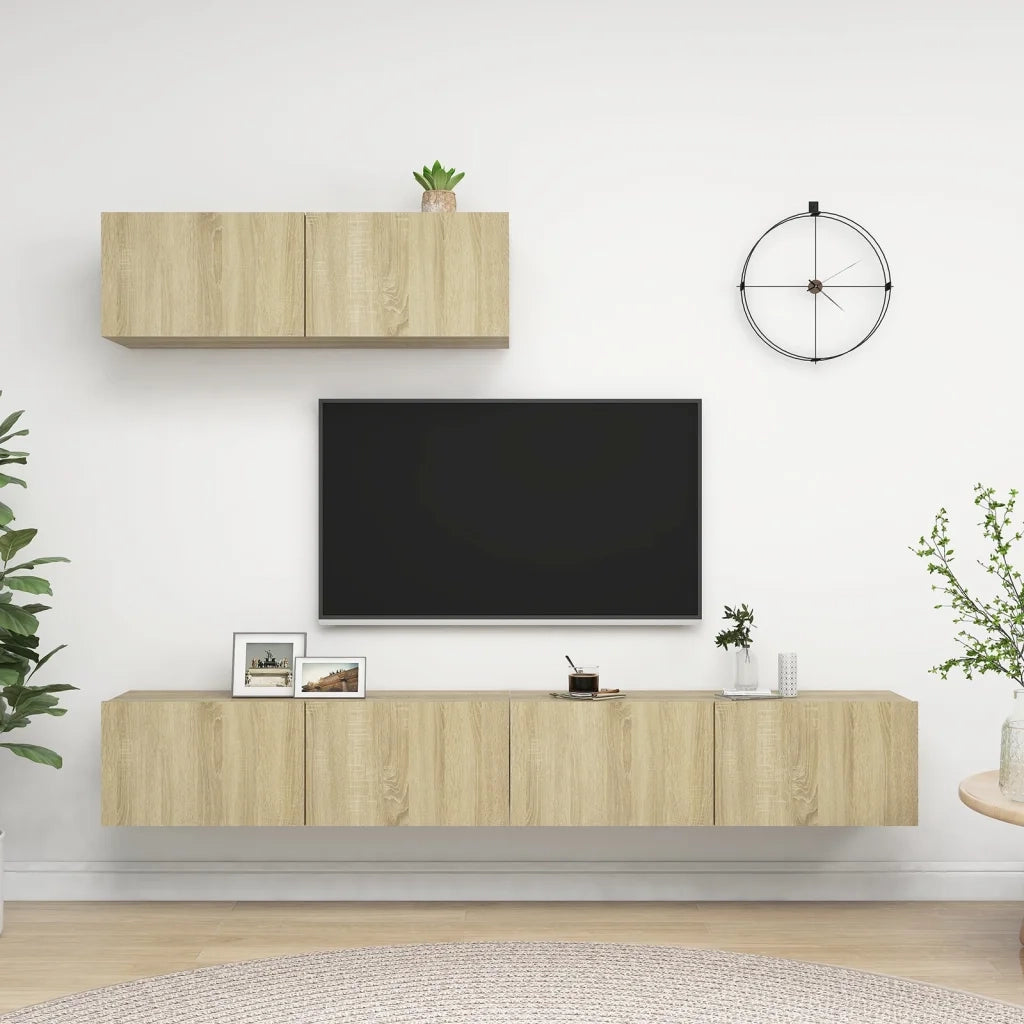 Mobili Porta TV 3 pz Rovere Sonoma in Legno Multistrato 3079018