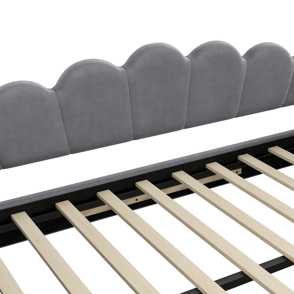 Letto a Divanetto 140 x 200 cm con Letto Estraibile e LED Regolabile - Grigio