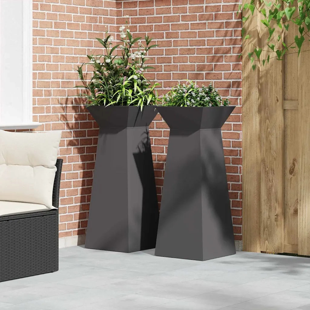 Vaso a Pilastro 2 pcs Nero 40 x 40 x 100 cm 873853